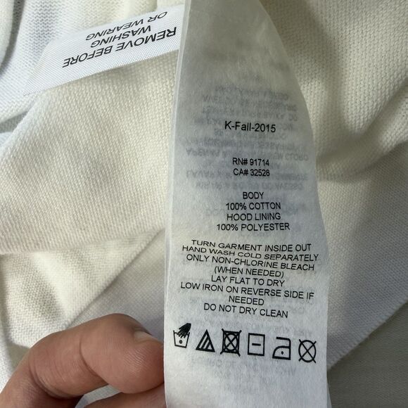 Armani Exchange A|X Cropped Hoodie Shirt XS White Short Sleeve 100% Cotton - Picture 8 of 8